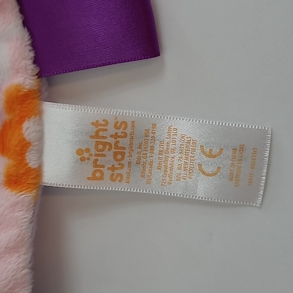 Taggies Pink & Purple Floral Fleece Security Blanket / Lovey with Silicone Tags - Picture 5 of 7